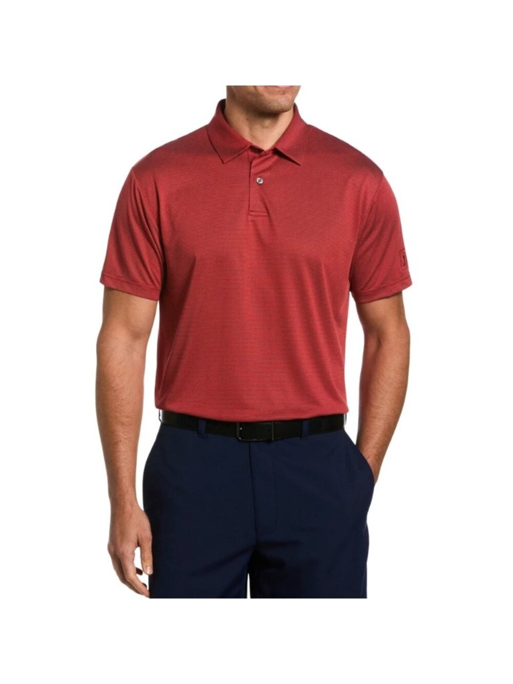 PGA Tour Mens Birdseye Textured Polo Golf Shirt Chili Pepper Red Size Small NWT